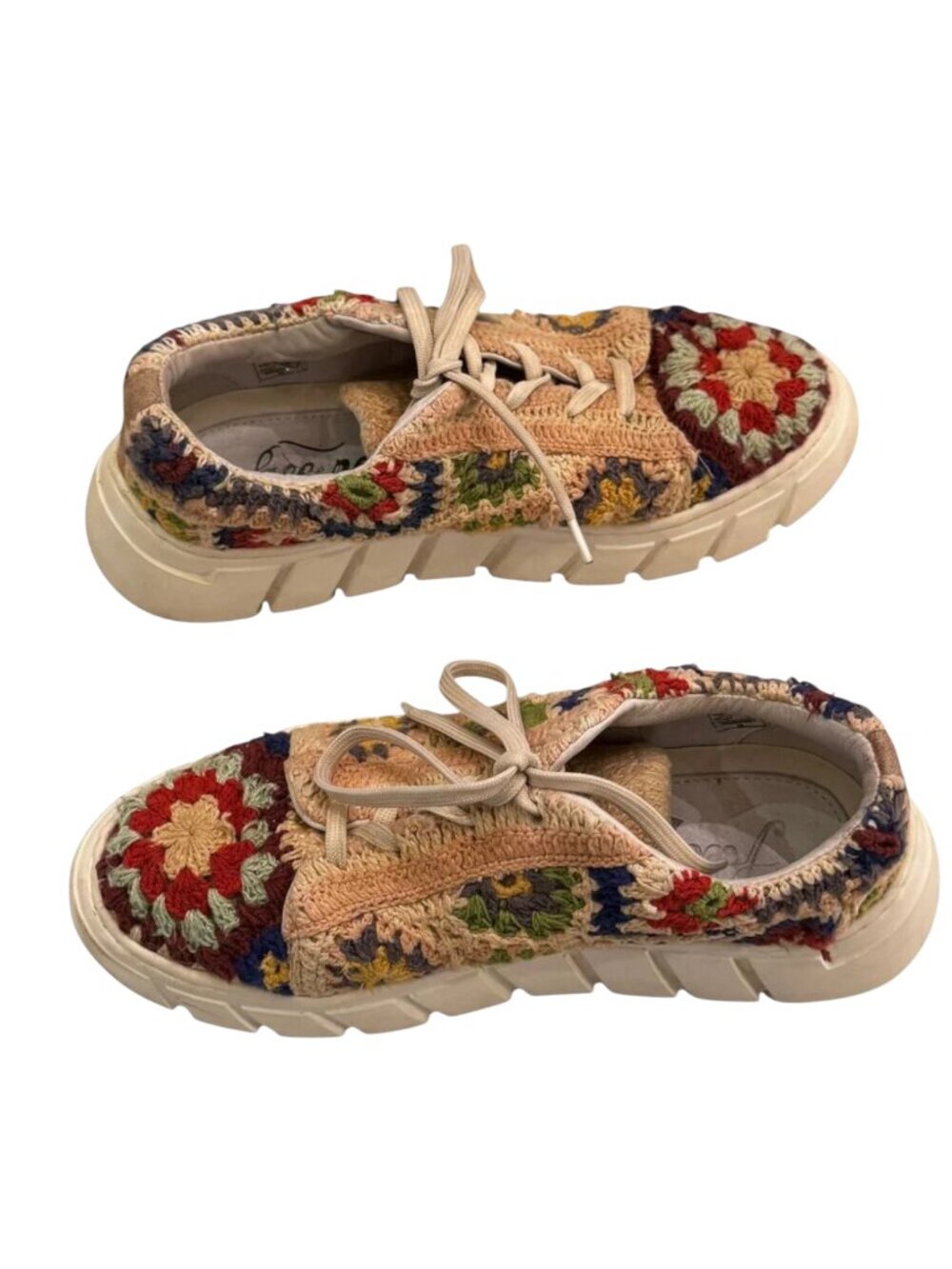 Free People Catch Me If You Can Crochet Platform Sneakers Multi Size 38 / 7.5 - Picture 3 of 11